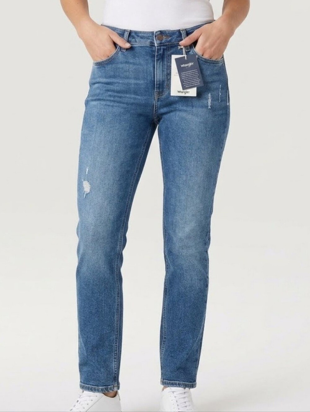 NWT WRAP London High-Waist Slim-Fit Distressed Womens Jeans Size US8 Medium